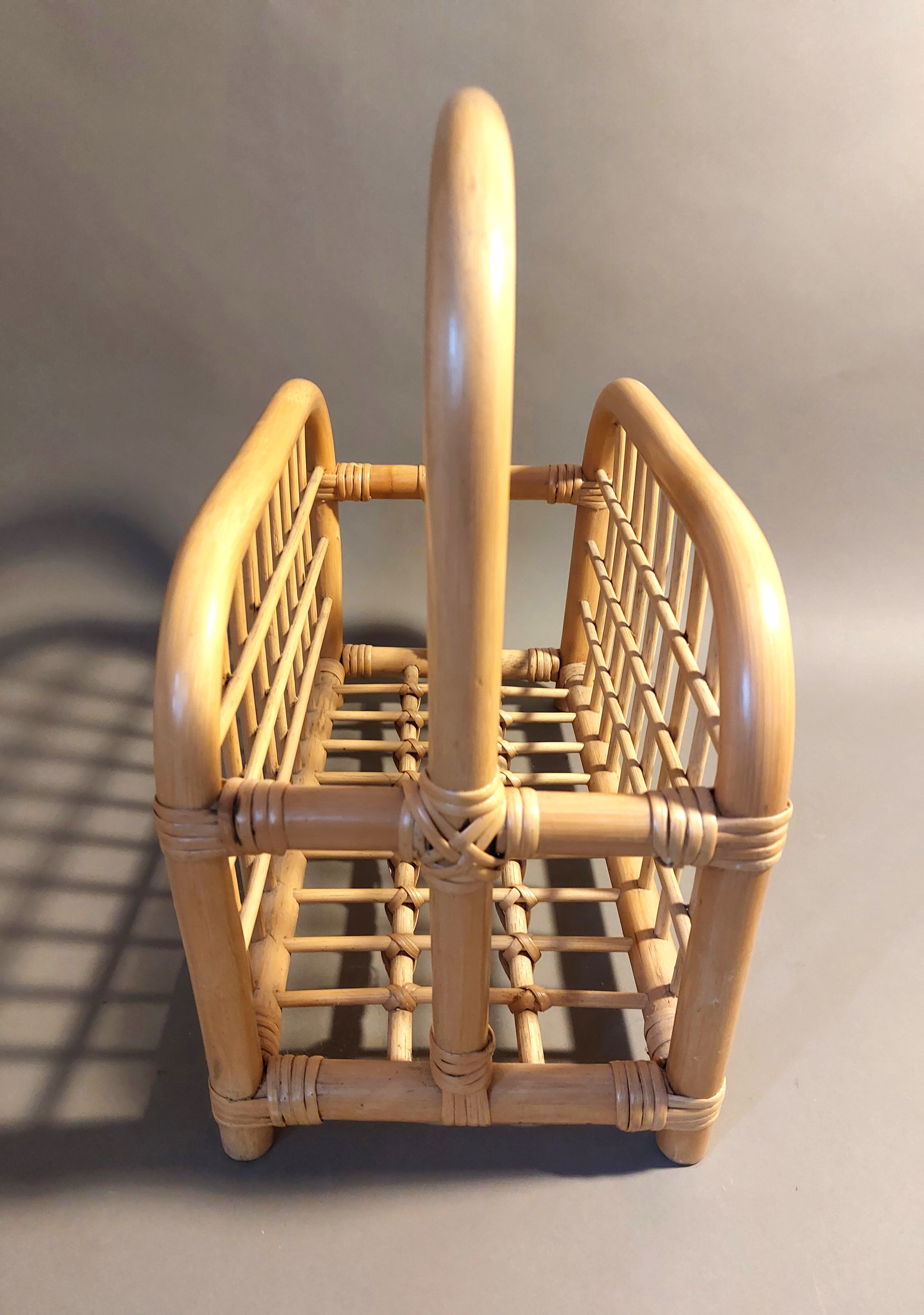 Vintage rattan magazine holder