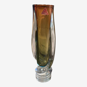 Twisted murano glass vase with murano label