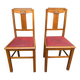 Pair of Art Deco chairs in solid oak and burgundy leather from around 1940.