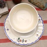 Camembert dish or butter dish in Rouen earthenware