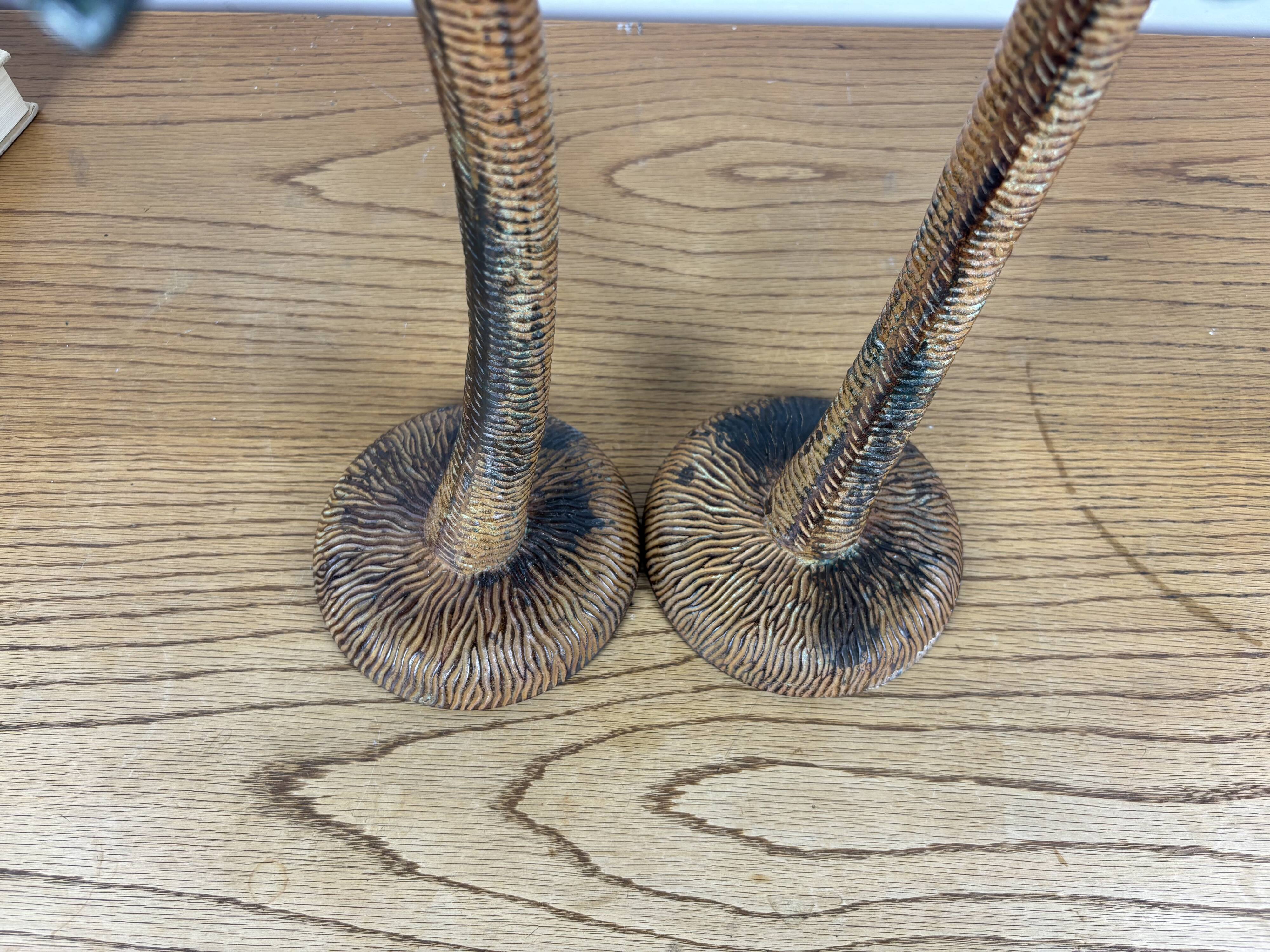 Pair of palm tree candlesticks