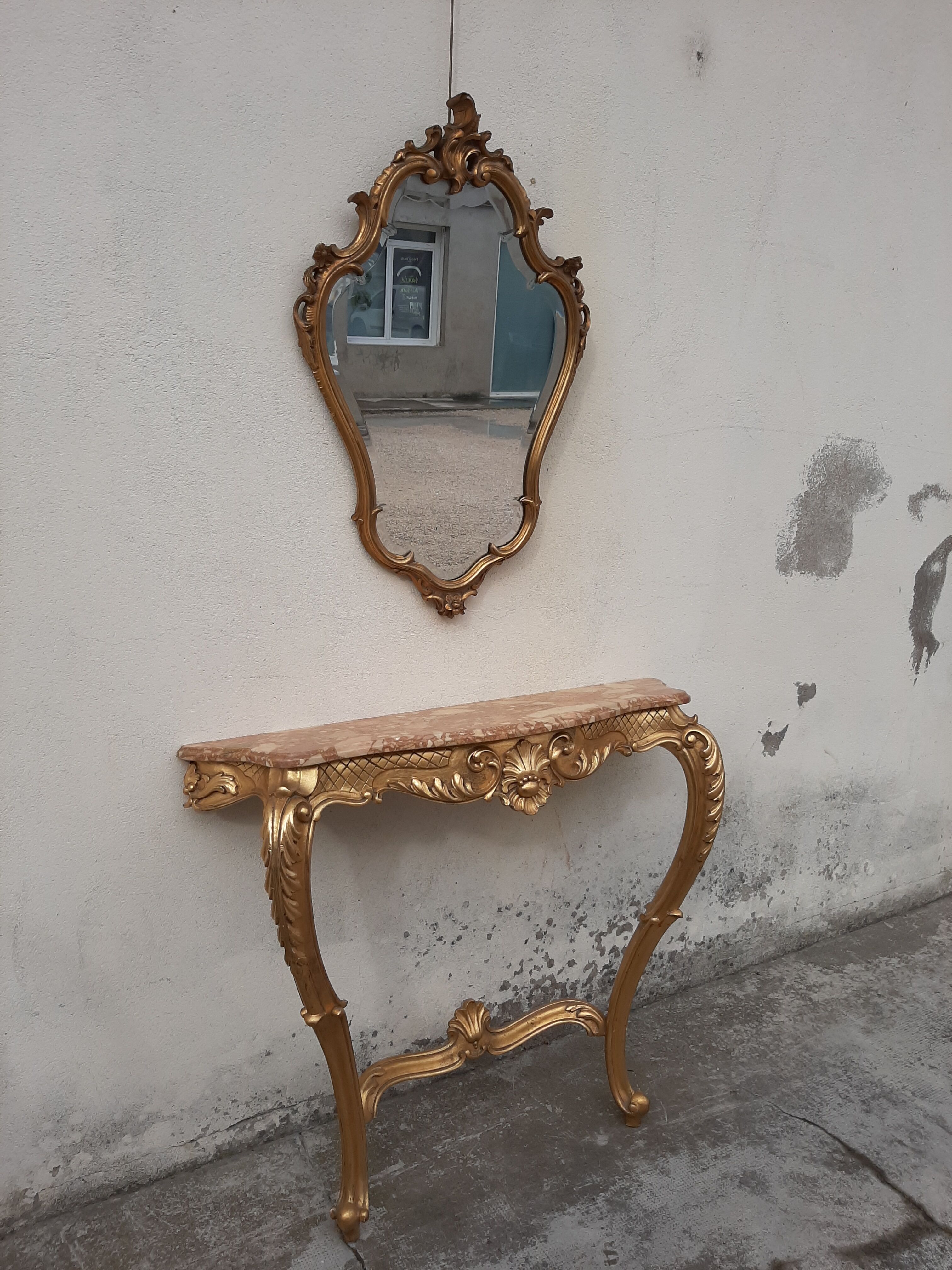 Miroir doré baroque style Louis XV biseauté