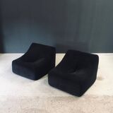 Mid-Century Modern French Corduroy Lounge Chairs, 1970s, Set of 2