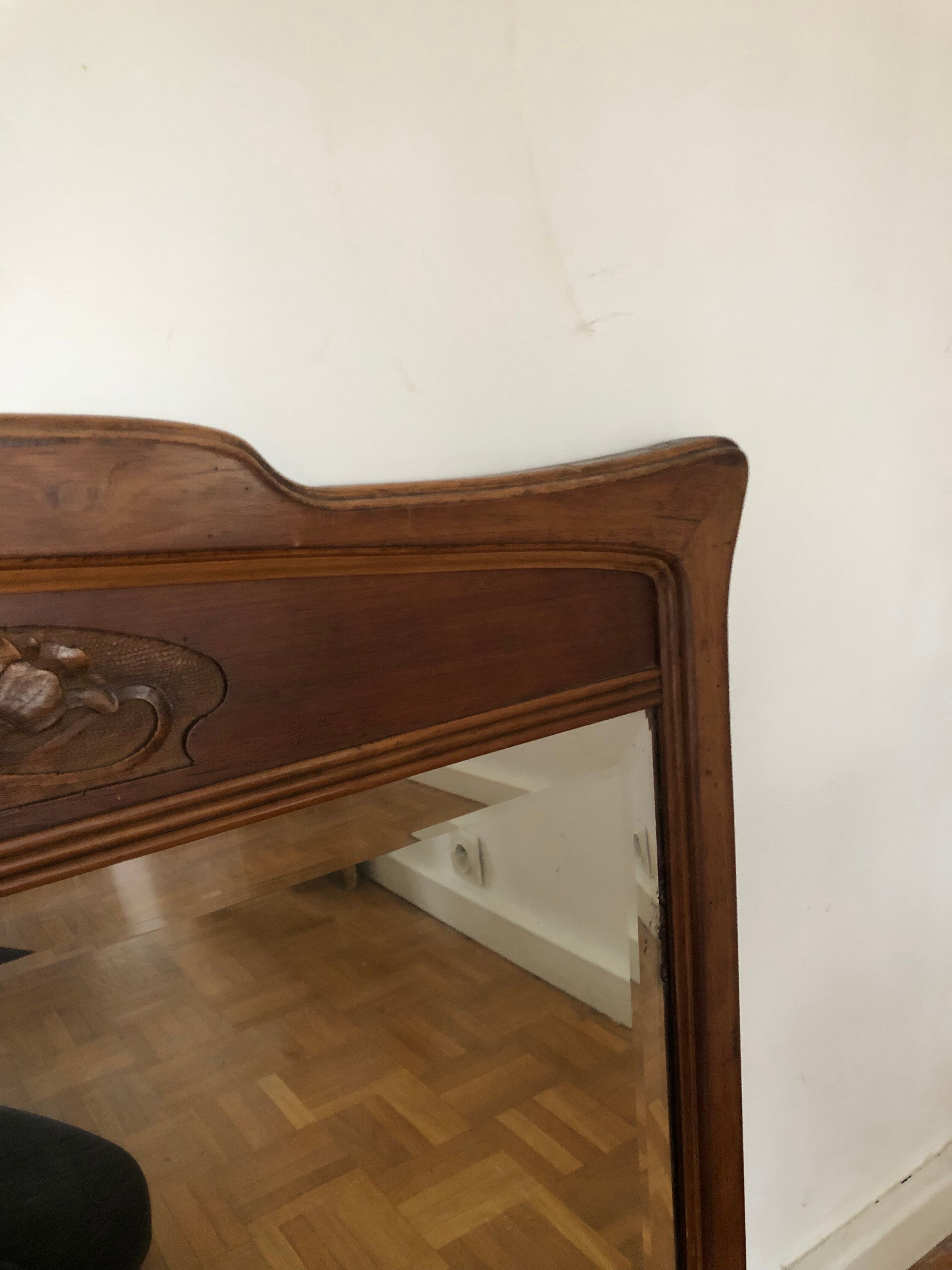 Art Nouveau wooden mirror