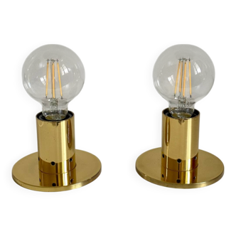 Pair of Goro gold wall or ceiling lights by Studio Mazza Gramigna Quattrifolio