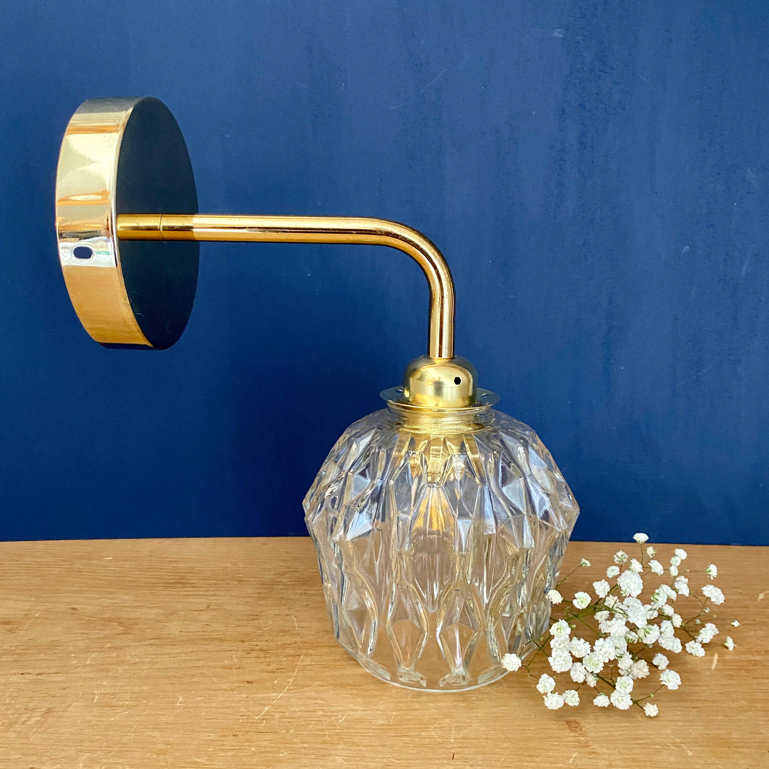 Vintage glass tulip wall lamp