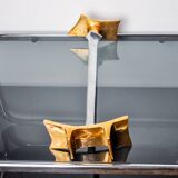 Brutalist candlestick by David Marshall, bronze and aluminum, Spain, 1970