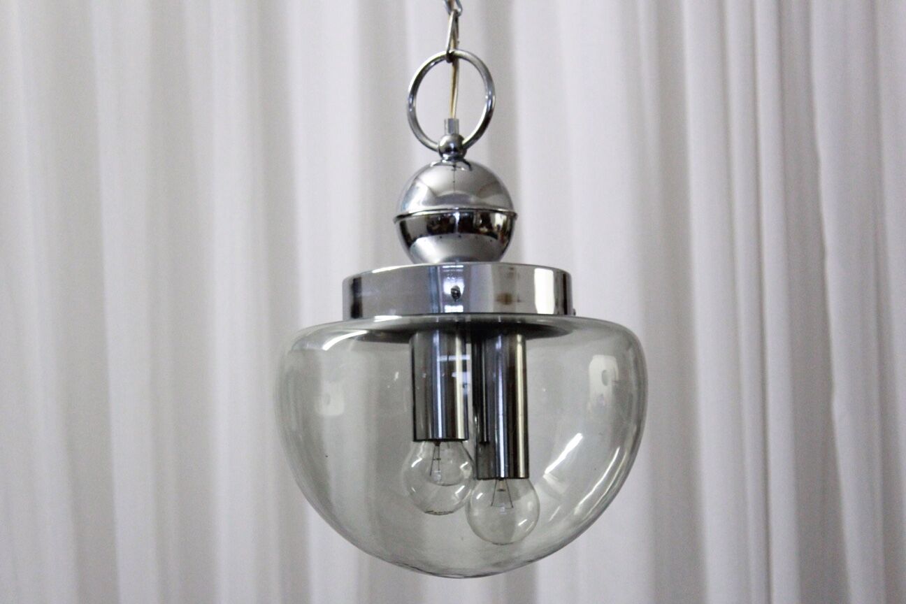 Vintage chrome hanging lamp, 1970s