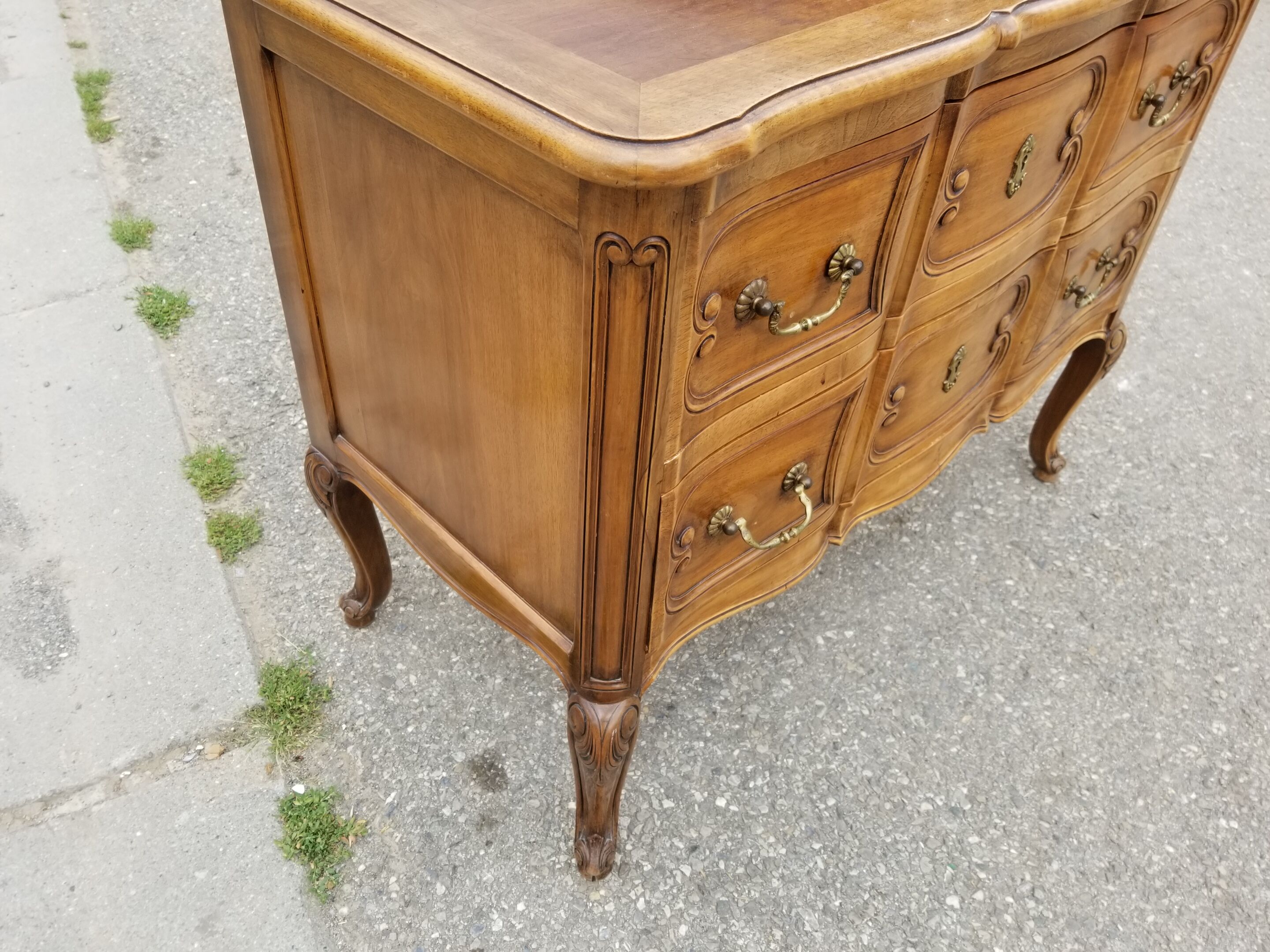 Commode crossbow style louis xv 2 drawers in walnut