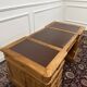 Bureau en teck anglais classique avec cuir marron