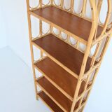 Library / Free-standing shelf in bamboo and rattan 1960s