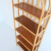 Bibliothèque / Étagère sur pied en bambou et rotin 1960s
