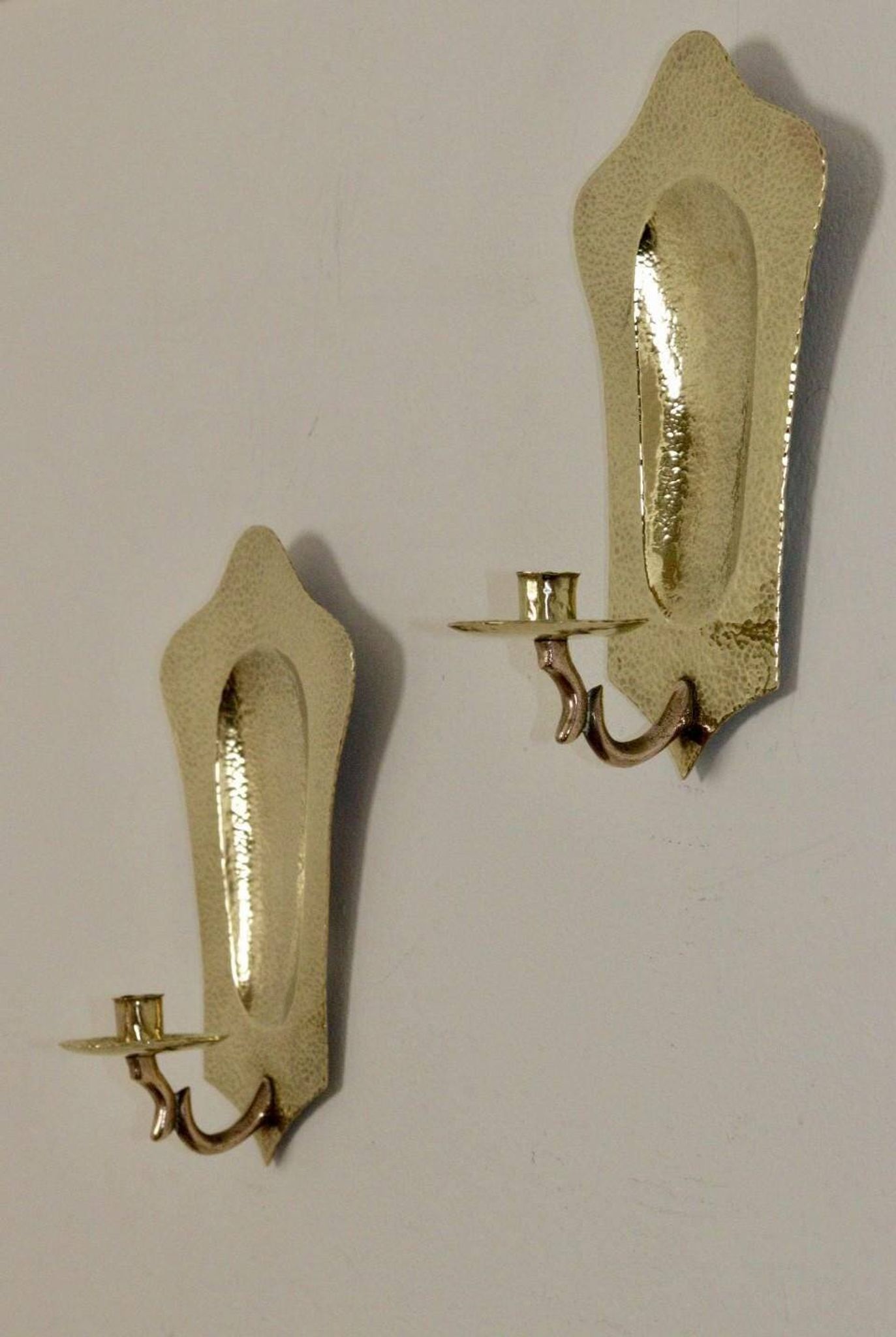 Pair of Swedish brass wall lights, mid-20th century.