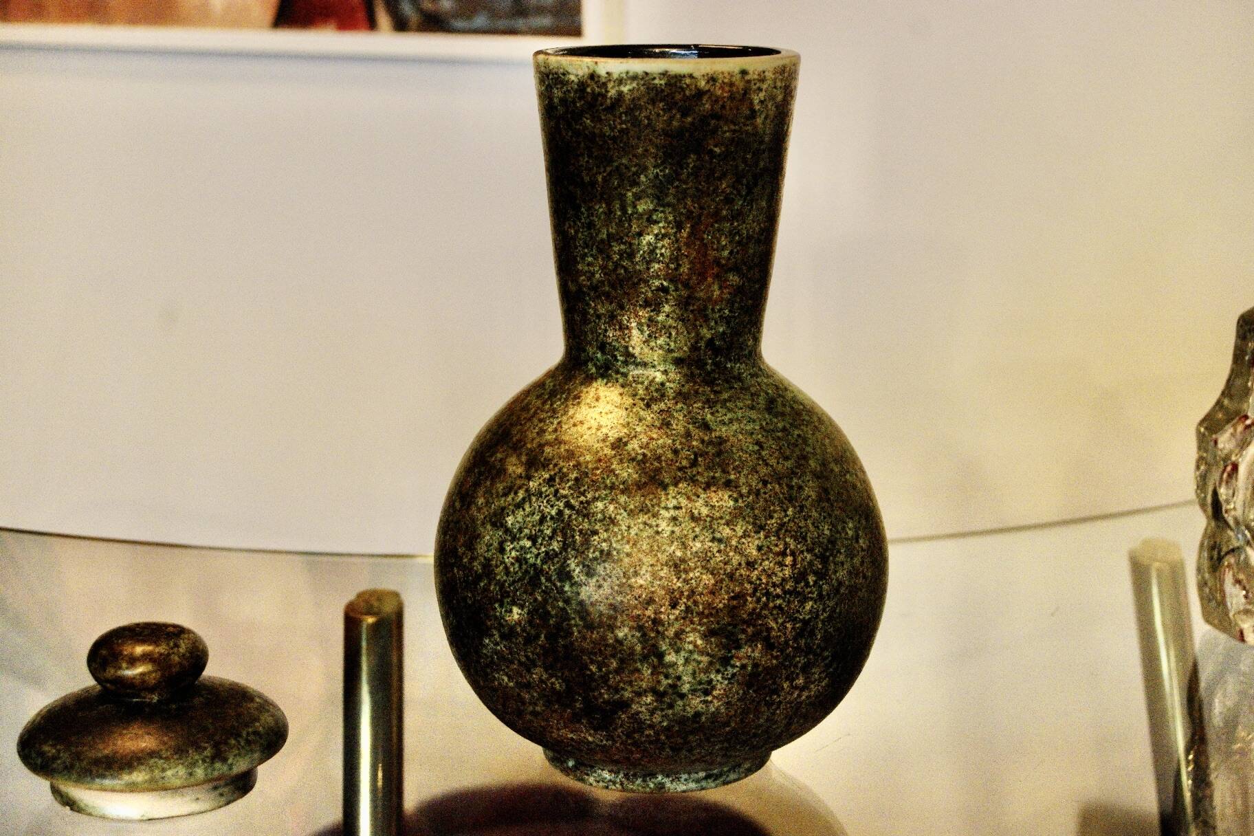 Vintage ceramic covered vase 1950