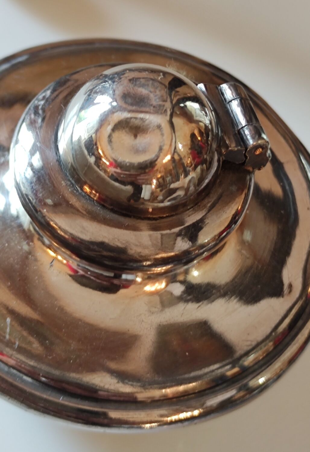 Ancient samovar tea fountain in silver metal