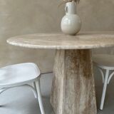 Vintage round travertine table 60s