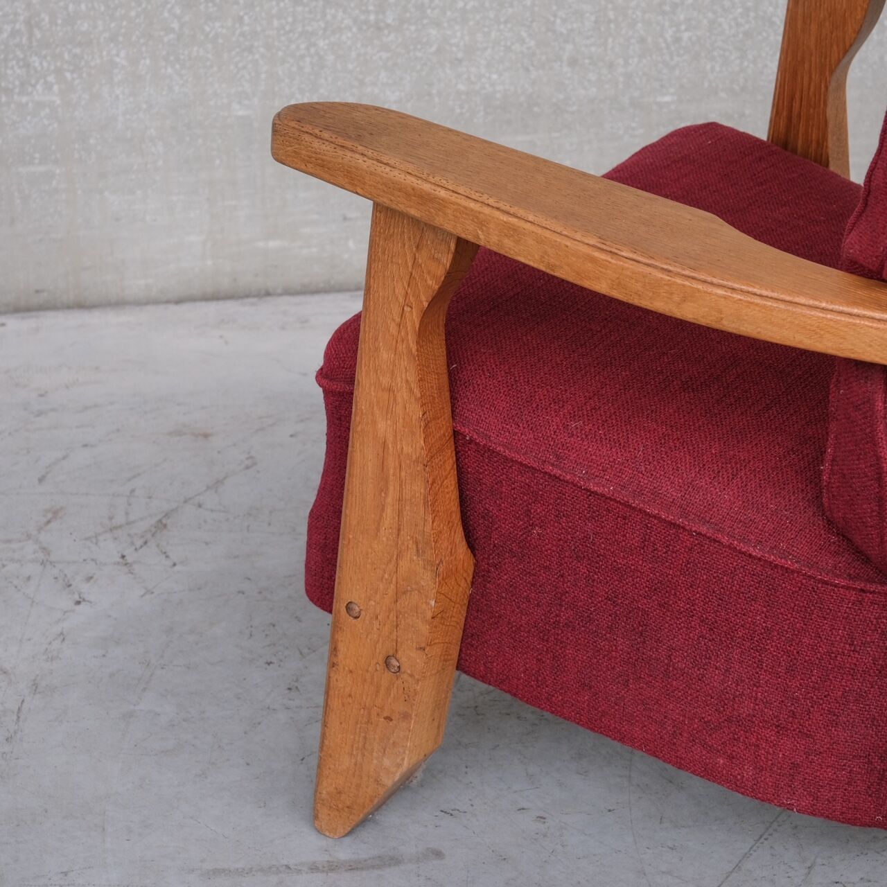 Guillerme et Chambron Oak Mid-Century French Armchair