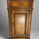 Provincial antique bedside table in oak, marble top, late 19th century.