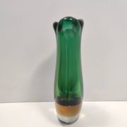 Green and Yellow Sommerso Murano Glass Vase attr. to Flavio Poli, Italy