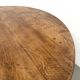 Modernist round table, solid oak, cylindrical pine base, DLG Perrian.