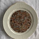 Plat à gâteaux en faïence motif cachemire vintage