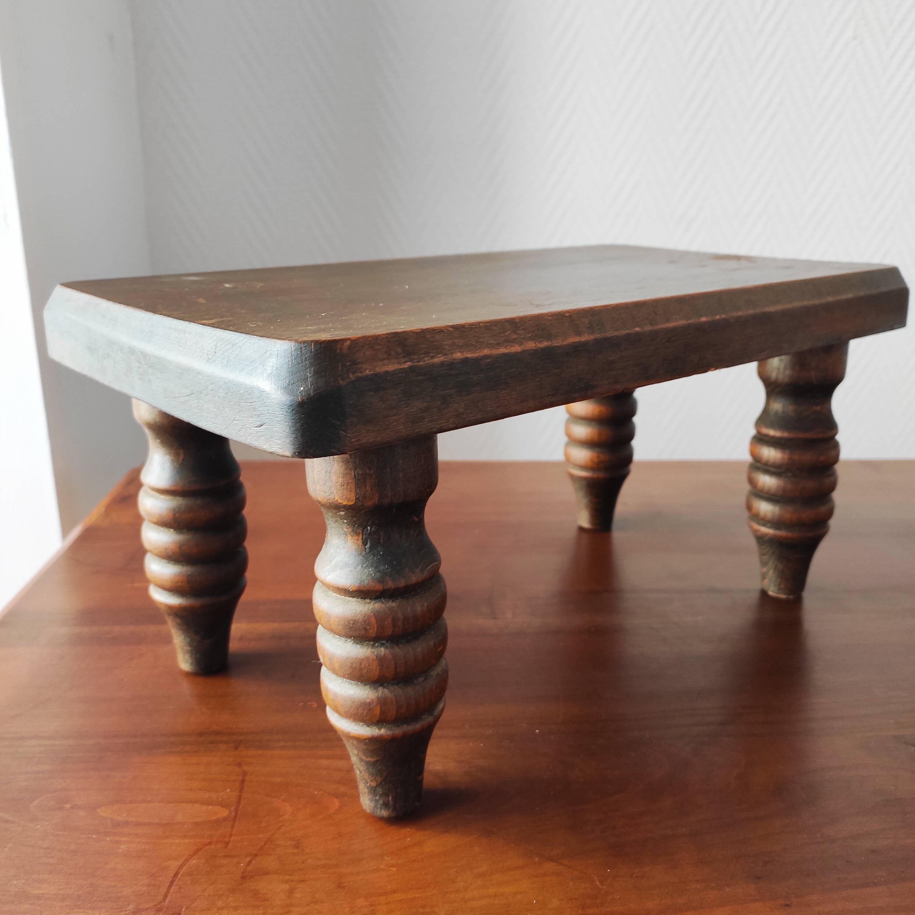 Pair of vintage solid wood footrests