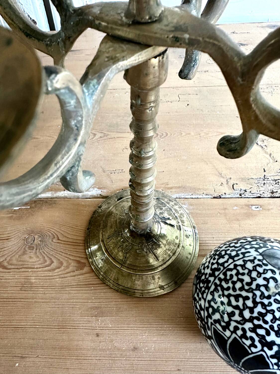 Five-branched brass candlestick