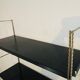 Adjustable vintage wall shelf in black metal and brass