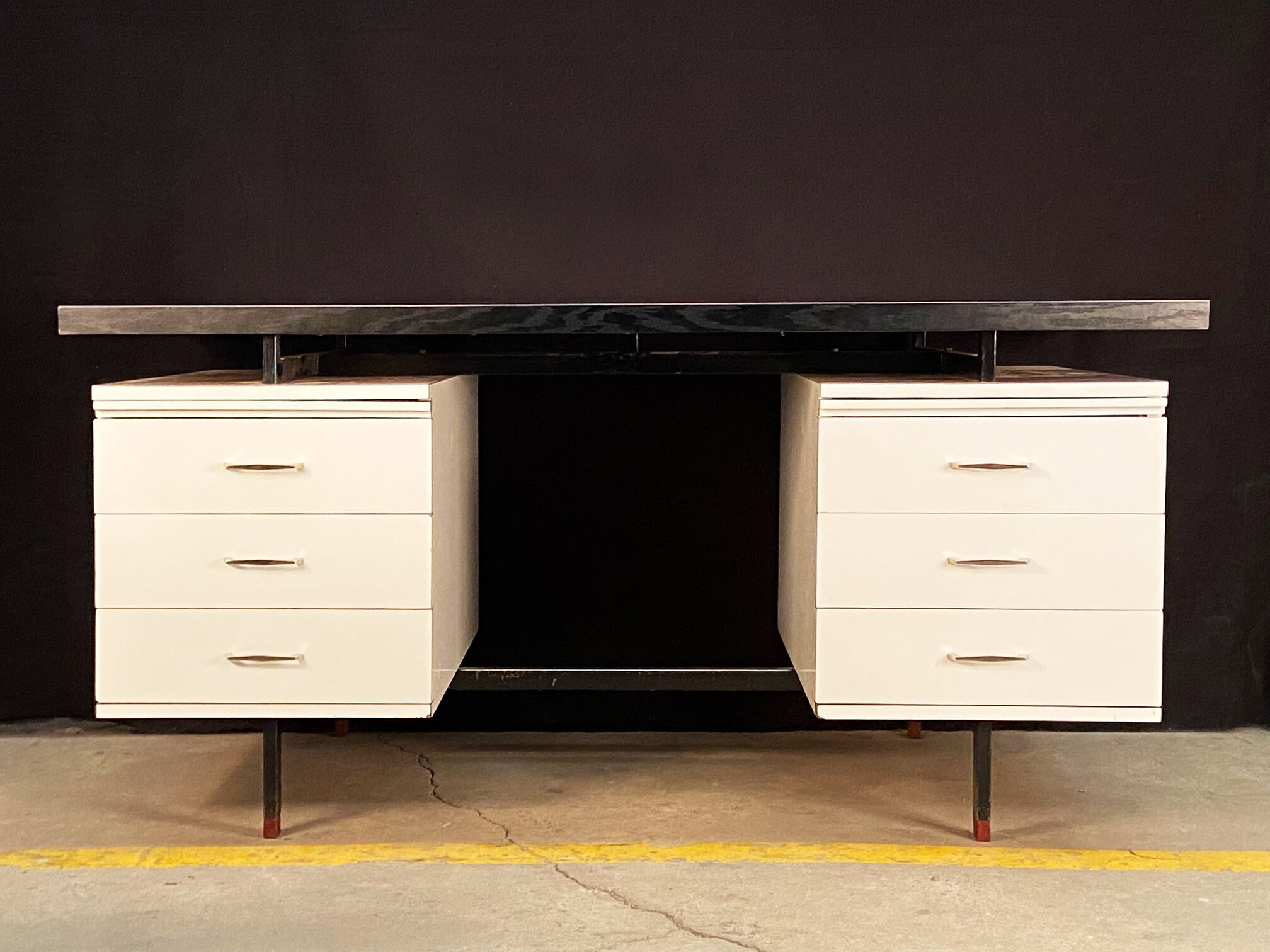 6-drawer desk white laminate