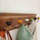 Vintage wall coat rack 60 cm – 6 metal hooks and ceramic knobs