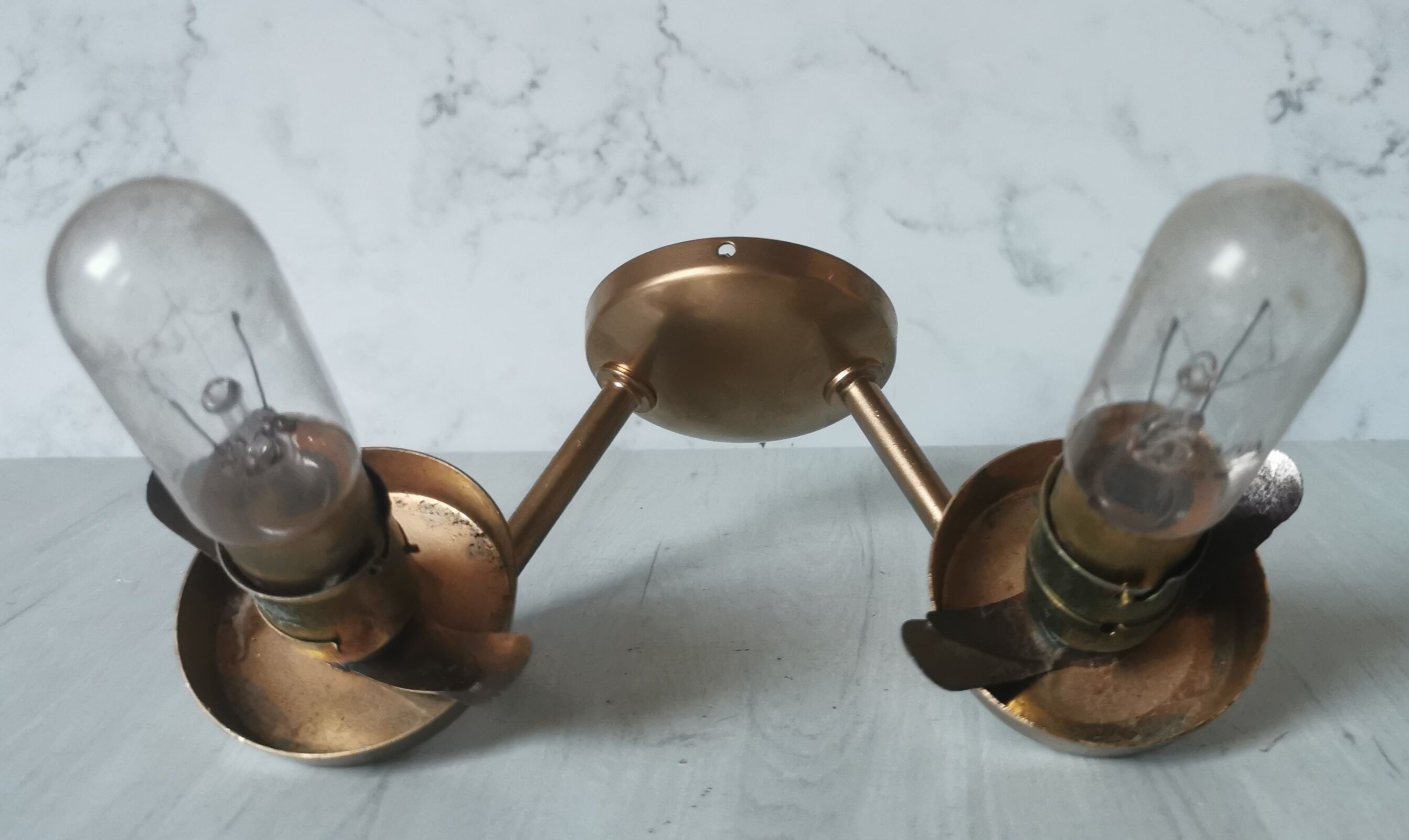 Vintage glass and brass applique