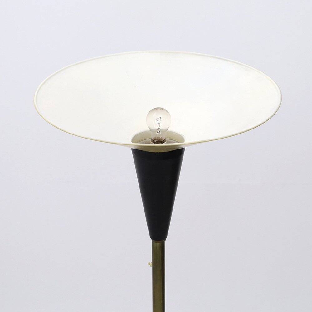 Floor lamp with white metal reflector, 1940s