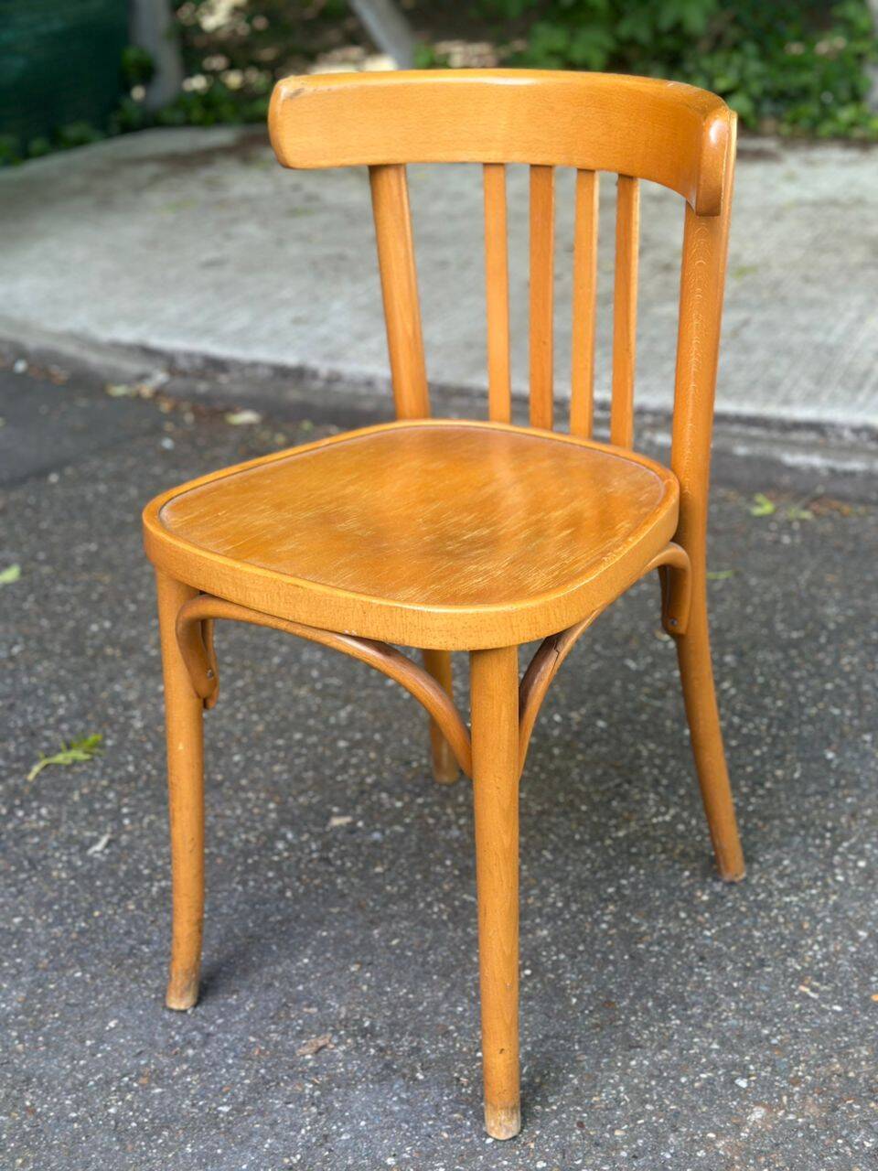1960s light wood bistro chair signed