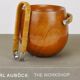 Carl Aubock sugar bowl & tongs, walnut, nickel, cane, no. 3536, 1940s