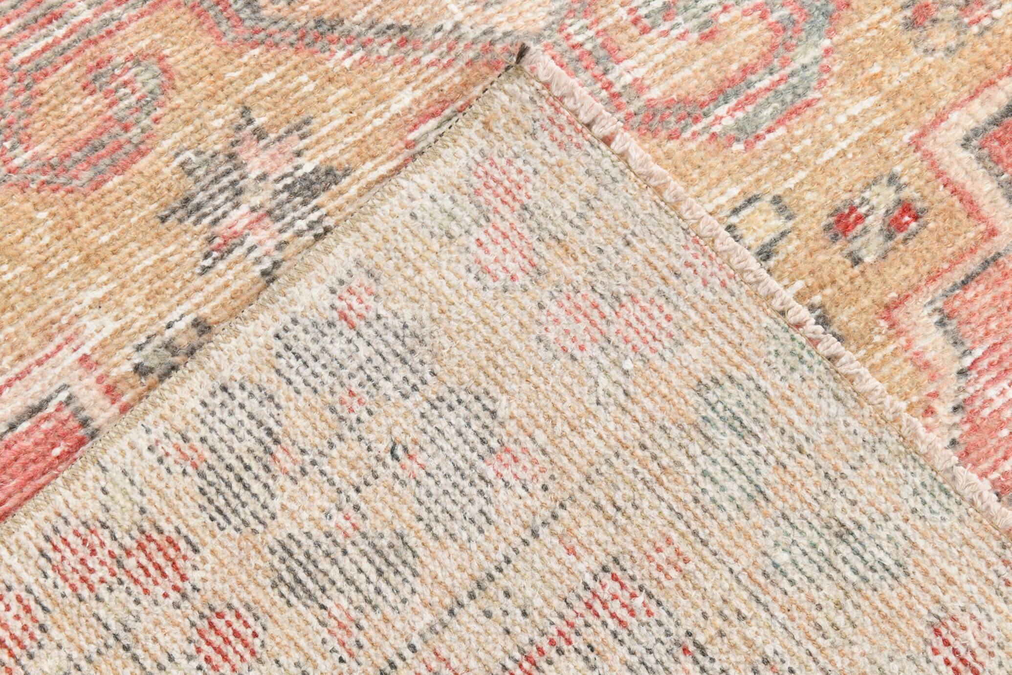 4x8 Red Geometric Turkish Rug 127x247Cm SK 22752