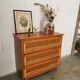 Vintage wood and rattan chest of drawers