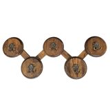 Oak wood wall coat rack / 1960s