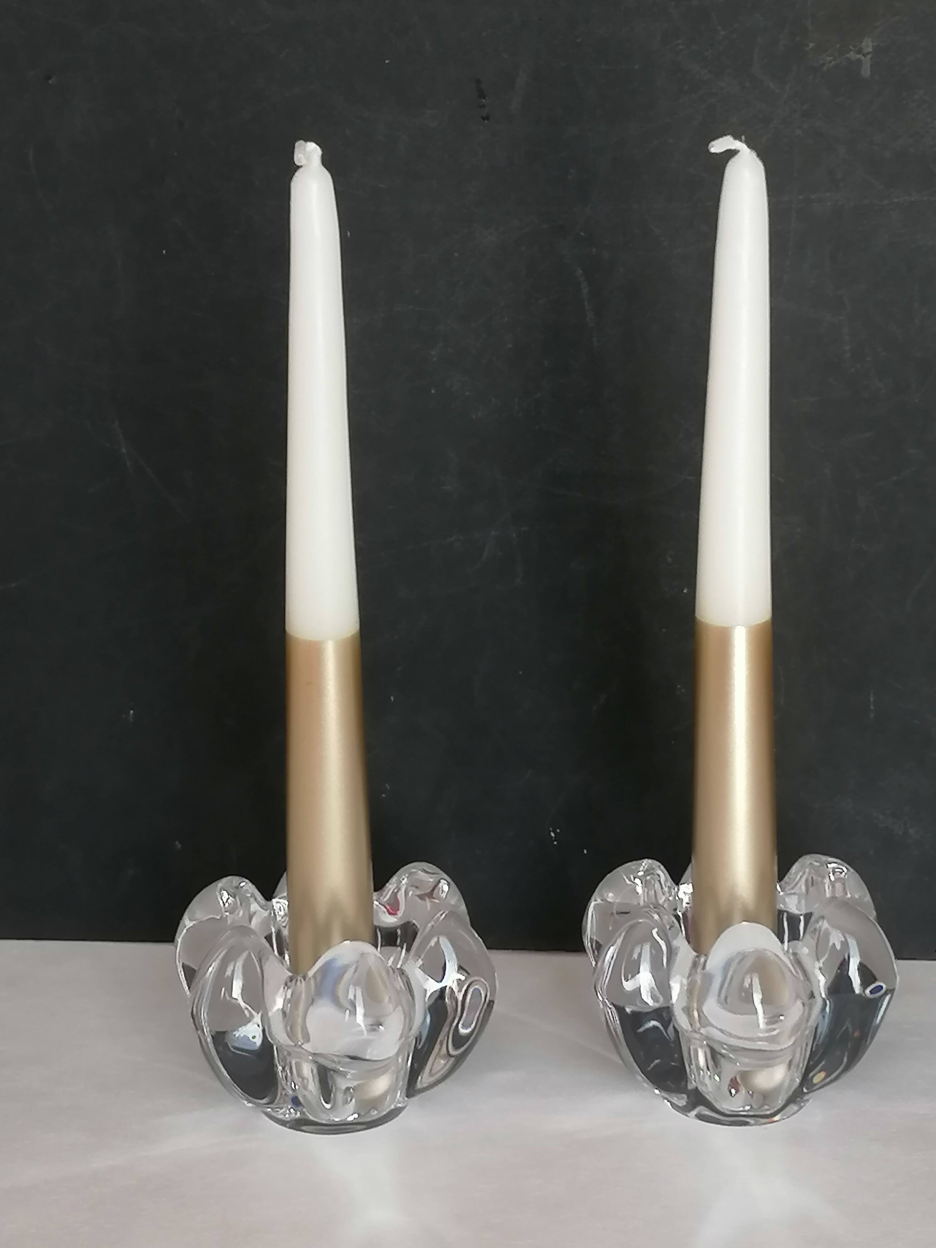 Pair of candlesticks in crystal from Vannes-le-Châtel