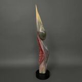 Wooden sculpture by Calin Hentea 20th century woman with bird