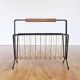 Metal magazine rack, wooden handle