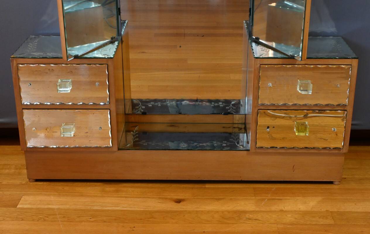 Fruitwood glass dressing table – 1950