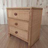 Bedhead and rattan nightstand