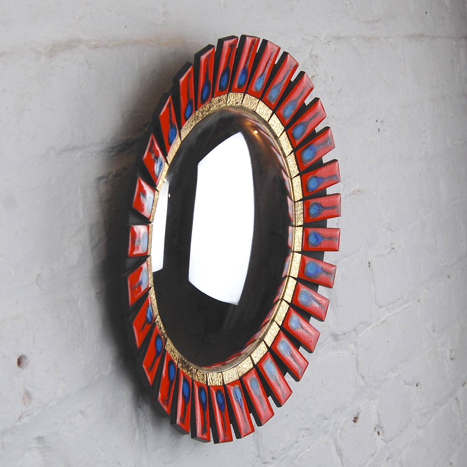 Vintage convex & ceramic sun mirror