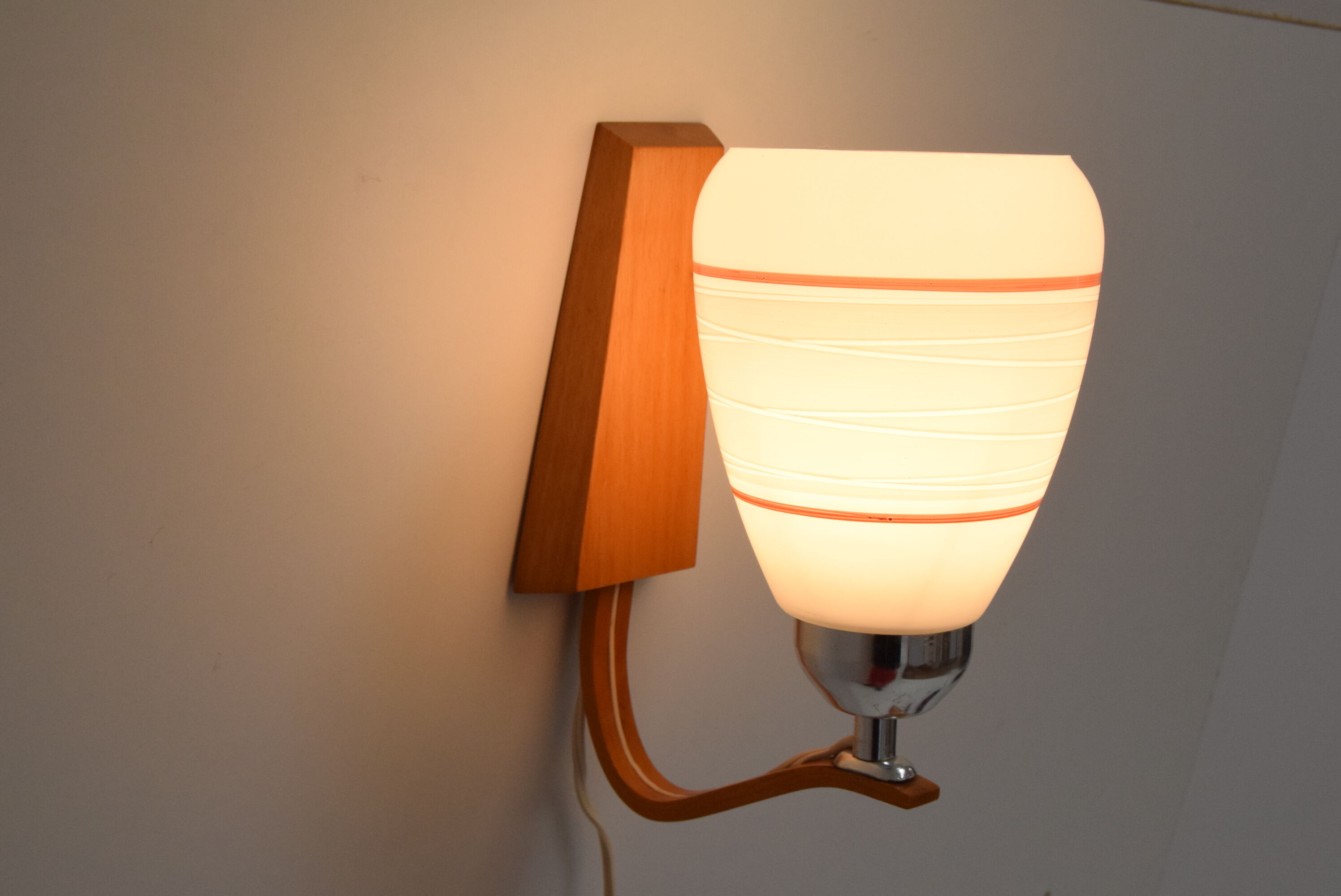 Mid-century wood wall lamp  by Drevo Humpolec, 1970