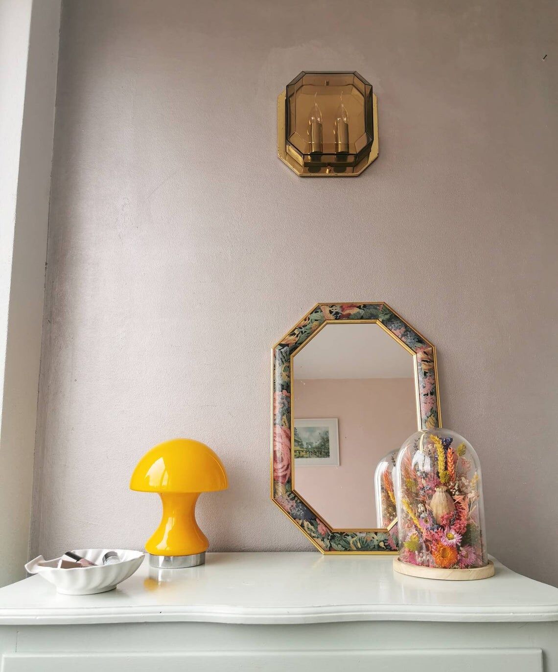 Vintage 80s glass table lamp