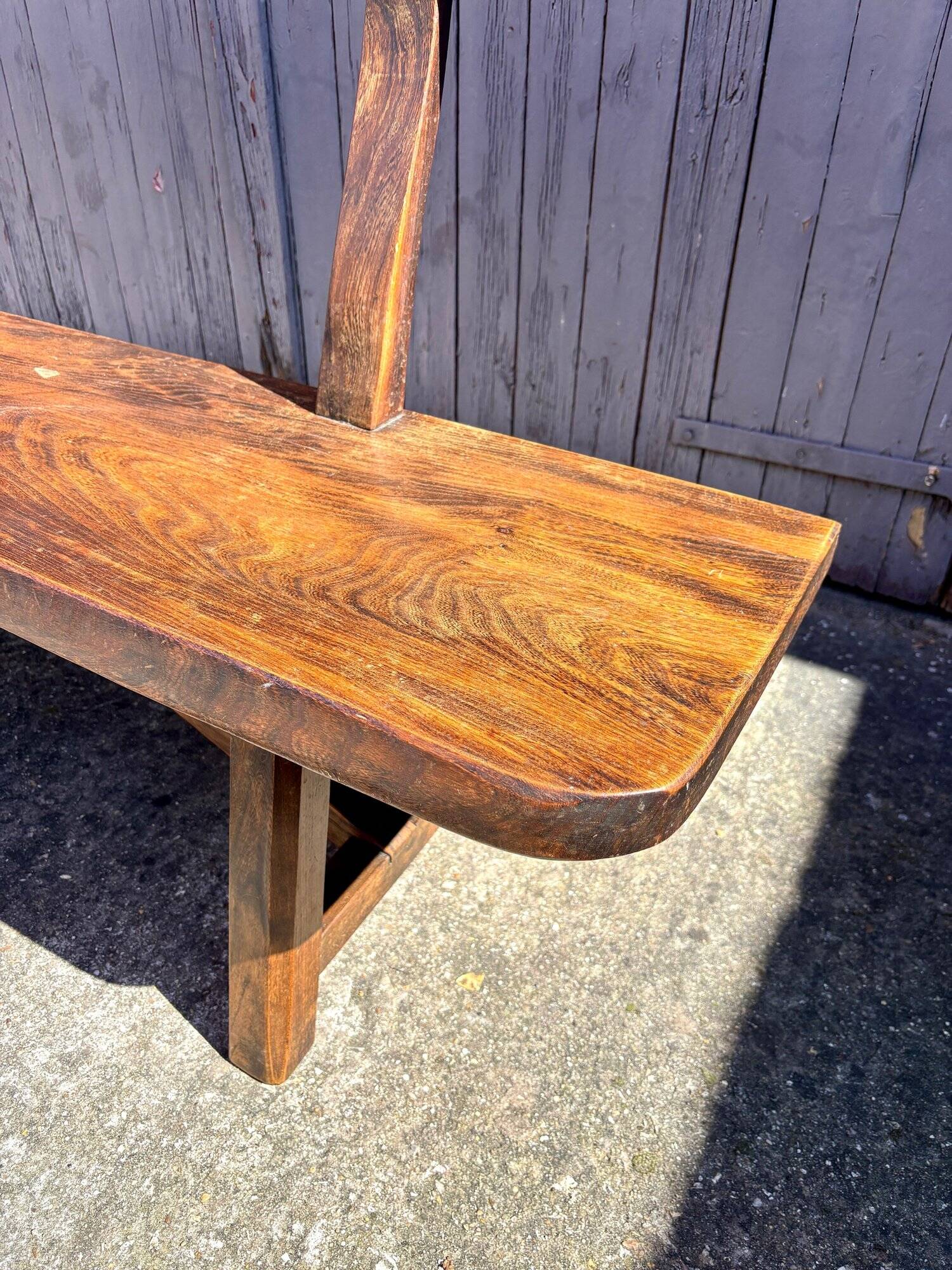 Banc en bois foncé Aranjou années 1980