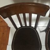 Baumann wood and leather chairs