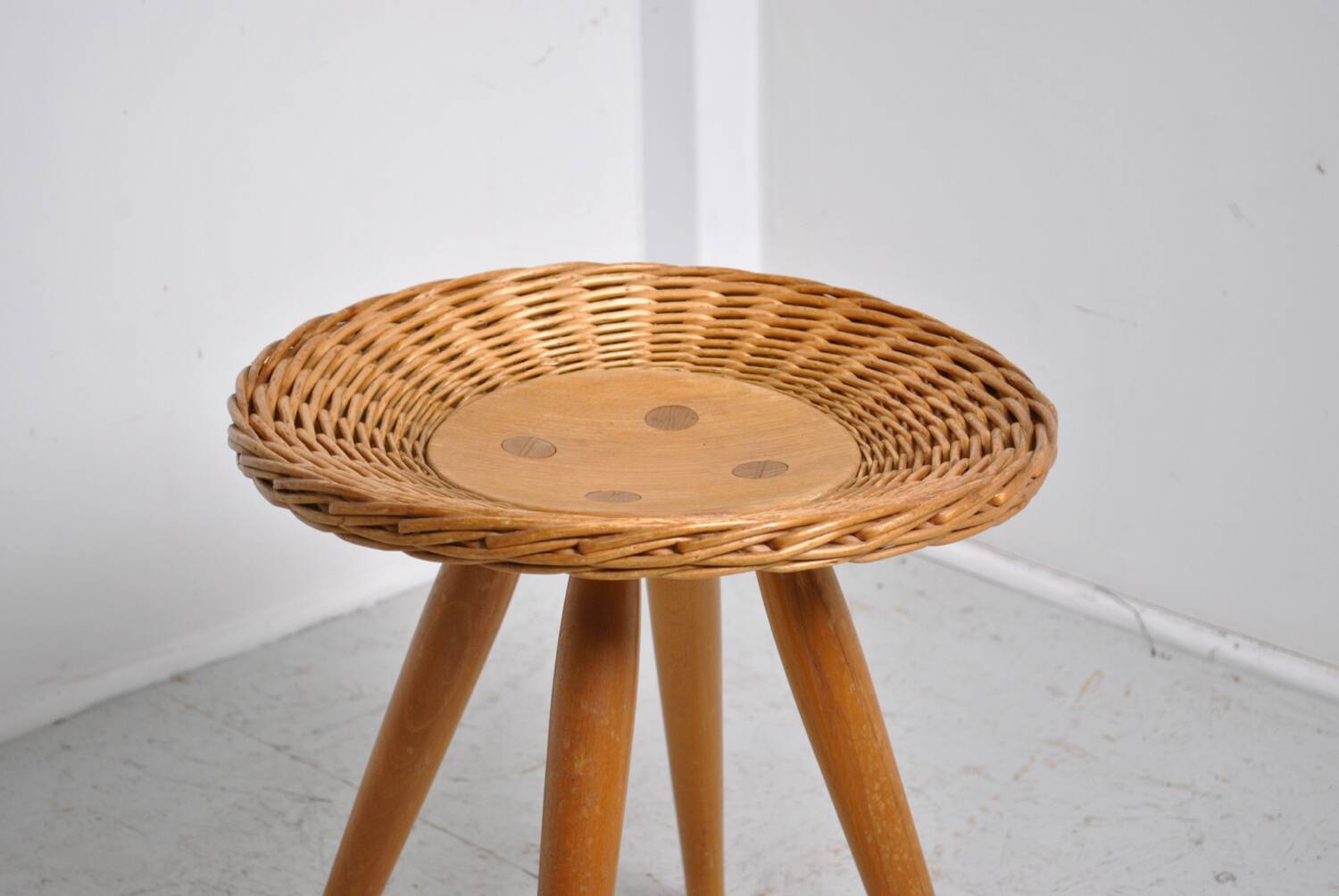 Rattan stool by Jan Kalous for Úluv 1960s