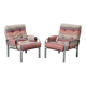 Pair of vintage metal armchairs with multicolour fabric – 1970s
