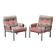 Pair of vintage metal armchairs with multicolour fabric – 1970s